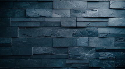 Poster - This image features a sleek, modern slate stone wall