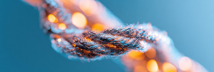 Wall Mural - Close-up Photograph of Knotted Rope with Bokeh Lighting