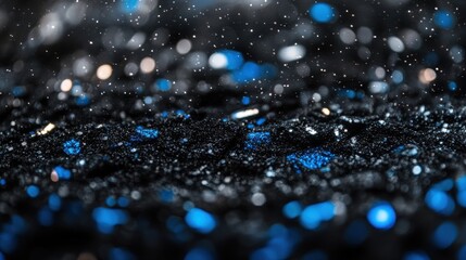 Fototapete - Cosmic bokeh effect showcases glowing silver particles against a dark background