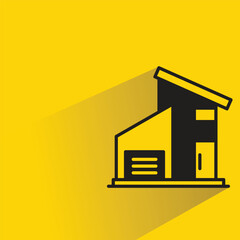 Wall Mural - house building icon with shadow on yellow background