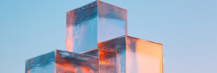 Poster - Three Translucent Cubes with Blue and Orange Gradient