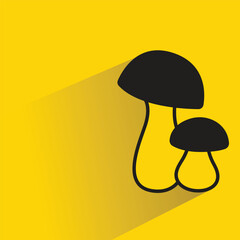 Canvas Print - mushroom icon with drop shadow on yellow background