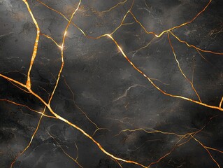 Poster - Black and gold marble background features elegant golden veins, creating a sophisticated texture perfect for various design projects.