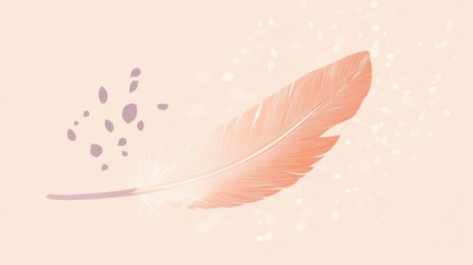Aufkleber - Soft silhouette of a feather gently falling against a pastel background in serene tones
