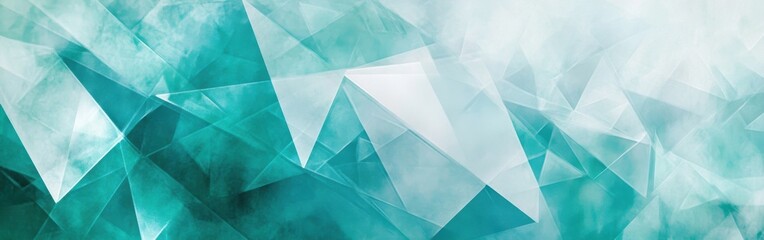Poster - Translucent geometric patterns create a captivating visual experience in multiple overlapping layers and shades of teal and blue