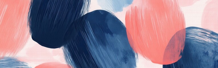 Poster - Layered pencil strokes in gradient coral and deep blue creating an abstract design