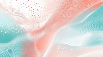 Poster - Pastel coral and teal dashed patterns create a serene and elegant visual experience in a modern abstract design