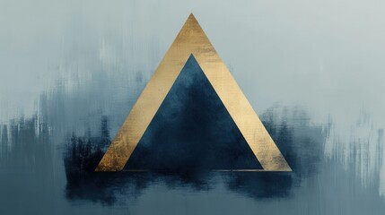 Poster - Elegant minimalist design features a striking metallic triangle set against a soft textured background creating a modern aesthetic