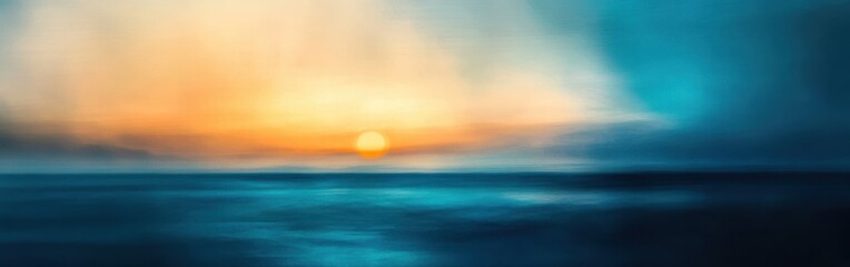 Poster - Vibrant golden bokeh effect highlights the sunset at the ocean, creating a mesmerizing abstract atmosphere filled with colors