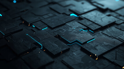 Aufkleber - Minimal dark tone background with futuristic abstract glowing blue lines