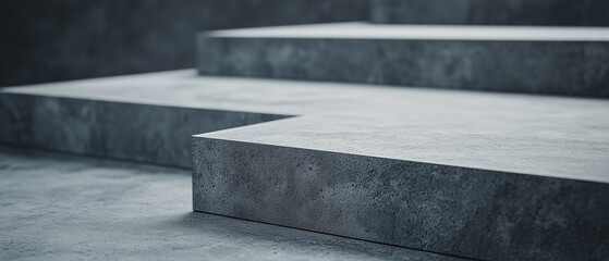 Aufkleber - Minimalist concrete steps with textured surface in monochromatic gray theme, evoking simplicity and modern design