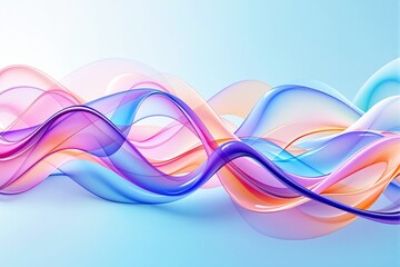 Poster - Abstract colorful waves on a light blue background.