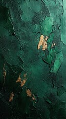 Aufkleber - Textured abstract background featuring deep emerald tones with hints of gold highlights for artistic inspiration