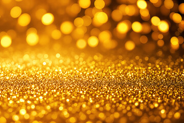 Poster - Golden Bokeh Background with Shimmering Particles.