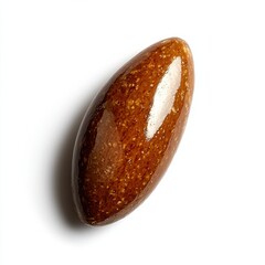 Poster - Single roasted almond with a glossy brown surface placed on a clean, white background