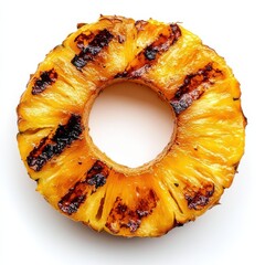 Poster - Grilled pineapple ring with charred edges ready for a delicious tropical treat at a summer barbecue