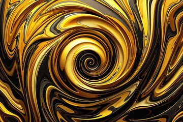 Poster - Abstract golden swirl pattern with black background creating a vibrant light contrast.