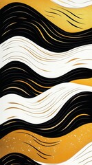 Aufkleber - High-contrast wave pattern showcasing dynamic black and white lines against a textured golden background