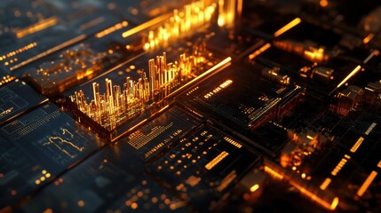 Poster - Harmonious blend of gold and silver circuits reflecting intricate technology and design