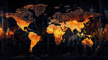 Poster - Bold visualization of the Forex market highlighting global trading activity and currency fluctuations