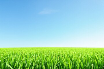 Aufkleber - Lush green grass field under a bright blue sky.