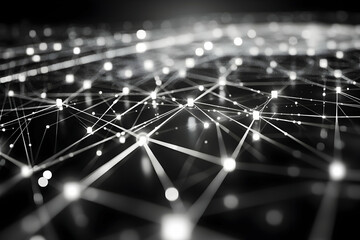 Poster - Abstract geometric background with connected dots and lines in a low-poly