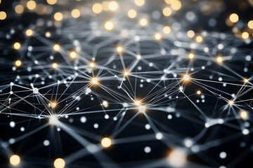 Poster - Abstract geometric background with connected dots and lines in a low-poly