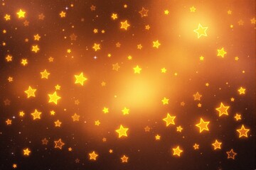 Poster - Glowing golden stars on a bright, sparkling background in a warm light concept.