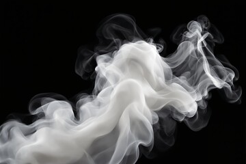 Poster - Abstract white smoke swirls on black background.