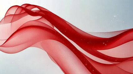 Poster - Fluid motions of vibrant red fabric create an elegant, airy atmosphere against a soft, bright background
