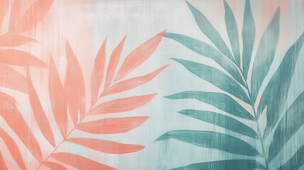 Fototapete - Soft pencil strokes create a tranquil composition of pastel leaves in a serene setting