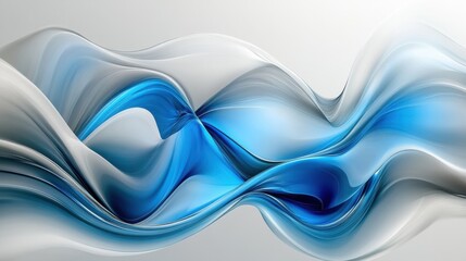 Poster - Softly blended pastel gray and blue strokes create a serene abstract design evoking calm and tranquility in a modern art style