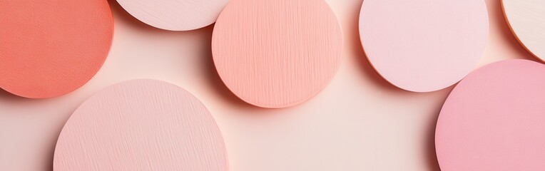Aufkleber - Minimalist composition of various pastel circles arranged on a soft background showcasing subtle textures and harmonious colors