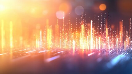 Aufkleber - Abstract digital visualization of colorful light beams and particles, creating a vibrant and dynamic atmosphere.