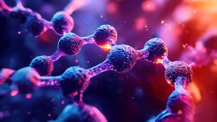 Poster - A futuristic glowing molecular structure with intricate digital details and vibrant energy connections