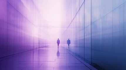 Poster - Modern abstract composition featuring blurred lavender and blue shapes creating a serene environment