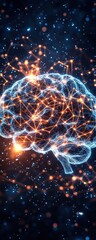 Poster - A glowing, interconnected brain illustration against a cosmic background, symbolizing intelligence, connectivity, and neural networks.
