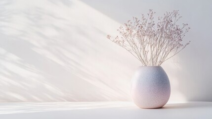 Poster - Minimalist lavender and coral mist arrangement in a serene indoor setting with dried flowers