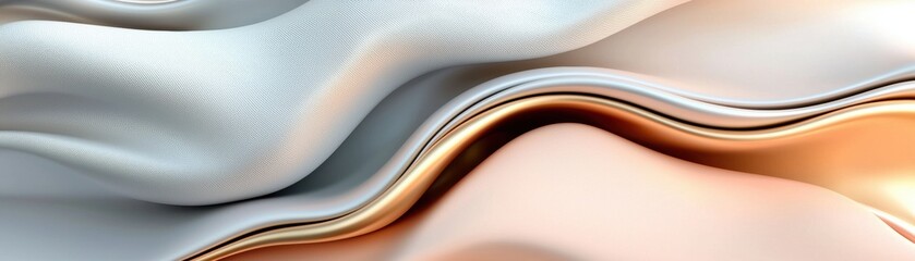 Poster - A flowing abstract design featuring soft, wavy textures in neutral tones, evoking elegance and tranquility.