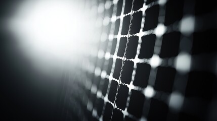 Poster - Futuristic black and white abstract light pattern with a tunnel-like grid design