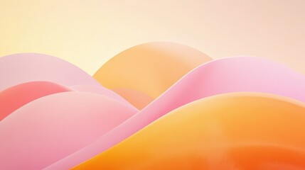 Poster - minimalist design featuring amber and pink shapes with soft edges on a smooth background