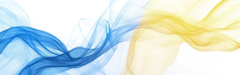 Aufkleber - Flowing pencil strokes create a gradient of blue and yellow on a light background in a captivating art display