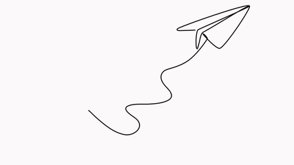 Poster - Flying paper airplane continuous line drawing animation.