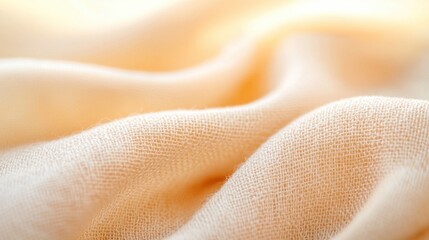 Poster - A close-up of soft, flowing fabric in a warm, peach hue, showcasing its delicate texture and gentle waves.