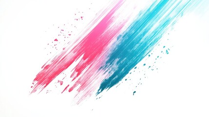 Poster - Bold pencil creates vibrant strokes of pink and teal on a clean white background for a dynamic artistic expression