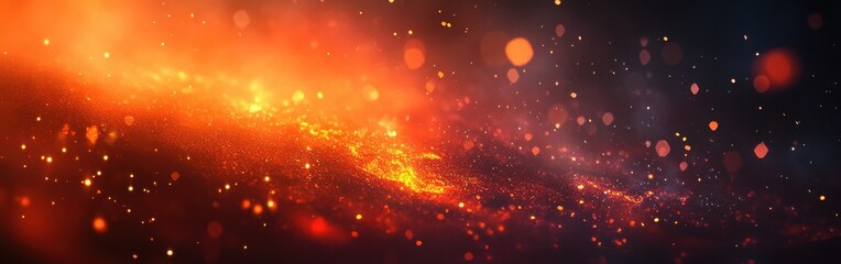 Poster - Bold orange and dark red bokeh lights create a mesmerizing glow in a dark atmosphere