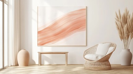 Aufkleber - Abstract strokes in soft hues create a calming atmosphere in a minimalist interior design setting
