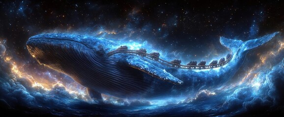 Poster - Luminous Whale in a Starry Cosmos