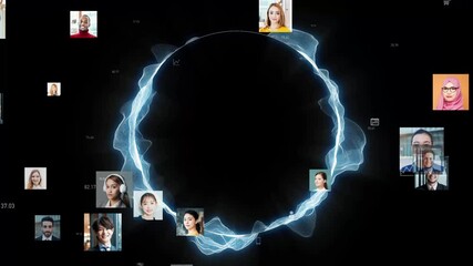 Aufkleber - network, analysis, waveform, algorithm, circle, cyber, security, hole, ring, people, african, caucasian, science, person, energy, man, woman, asian, global, business, diversity, inclusion, equity, dei