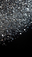Aufkleber - Sophisticated display of shimmering gunmetal gray glitter on black background for elegant decor and design